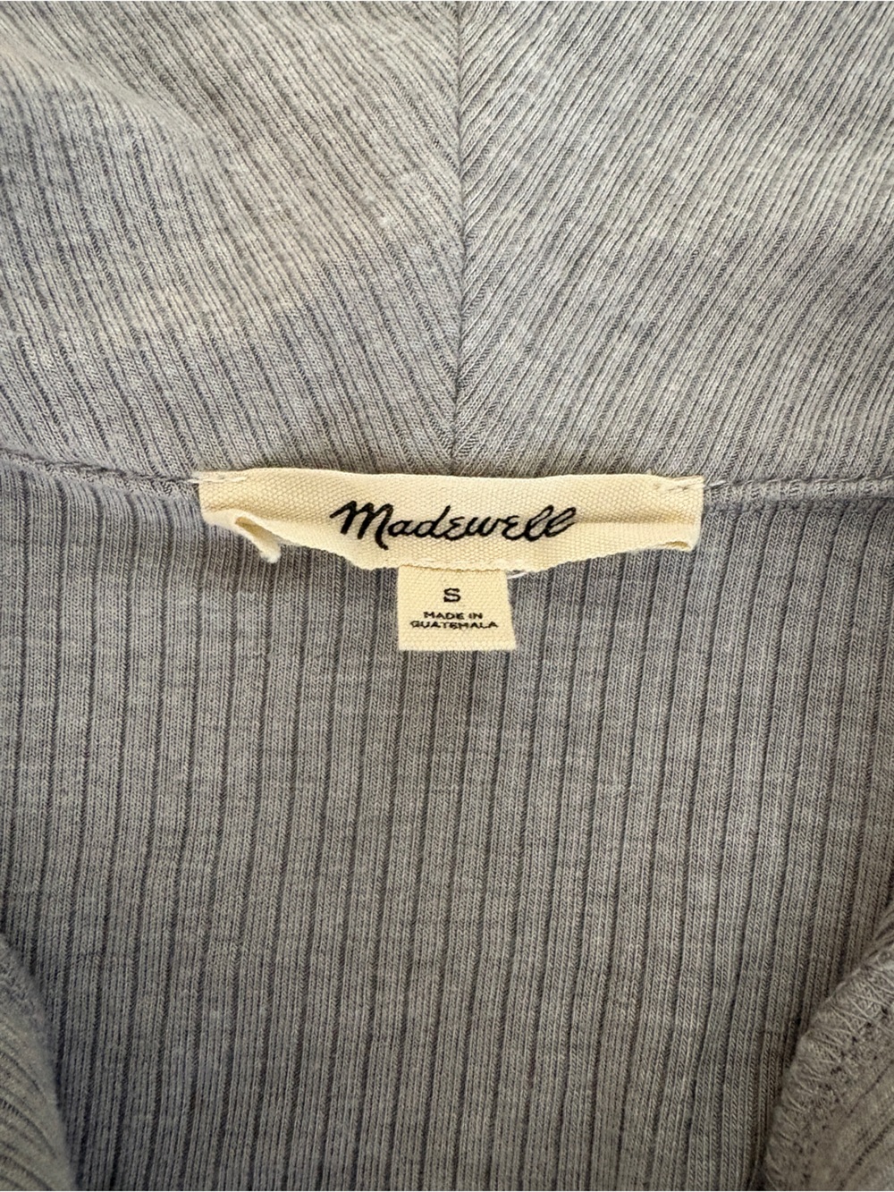 Madewell Heather Gray Ribbed V-Neck Knit Top - Picture 2 of 2